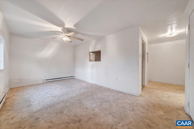 2420 James River Rd, Esmont, VA 22937 - bonus room with a baseboard radiator, light carpet, and a ceiling fan