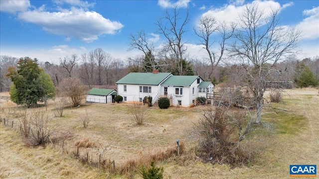 2420 James River Rd, Esmont, VA 22937 - view of front facade featuring a chimney and an outdoor structure