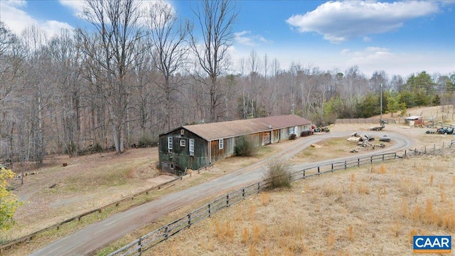 2420 James River Rd, Esmont, VA 22937 - exterior space with a forest view, driveway, and fence