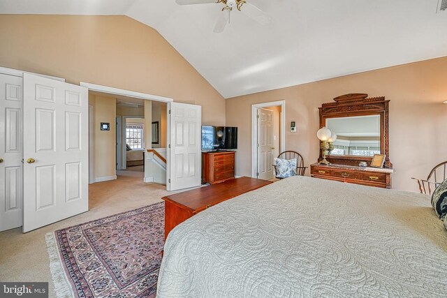 175 Covenant Way, Bumpass, VA 23024 - carpeted bedroom with high vaulted ceiling and a ceiling fan