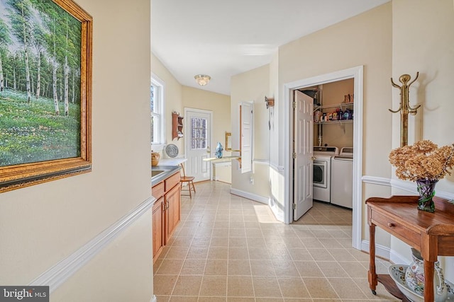 175 Covenant Way, Bumpass, VA 23024 - hall with separate washer and dryer and baseboards