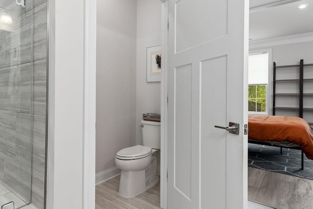 120 Ridgeline Dr, Waynesboro, VA 22980 - full bathroom with a shower stall, wood finished floors, toilet, baseboards, and ornamental molding