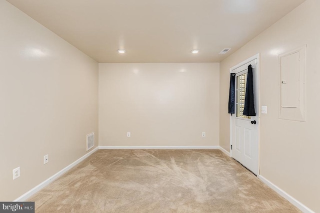2239 Mallard Landing Dr, Fredericksburg, VA 22408 - unfurnished room featuring electric panel, light carpet, and recessed lighting