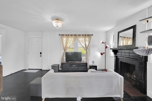 316 Wayland Rd, Culpeper, VA 22701 - living room featuring dark wood finished floors and a fireplace