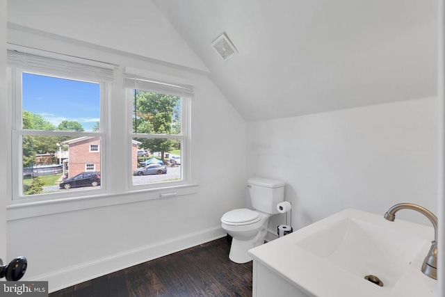 316 Wayland Rd, Culpeper, VA 22701 - bathroom featuring lofted ceiling, wood finished floors, and vanity