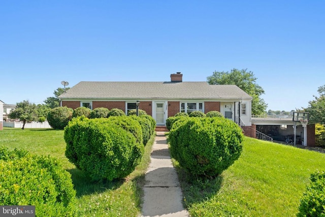 130 Morningside Dr, Culpeper, VA 22701 - ranch-style home with a front lawn, brick siding, and a chimney