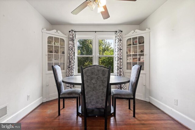 130 Morningside Dr, Culpeper, VA 22701 - dining room featuring ceiling fan and dark wood-type flooring