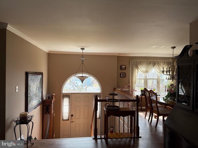 514 Constitution Blvd, Locust Grove, VA 22508 - entrance foyer featuring dark wood finished floors and crown molding