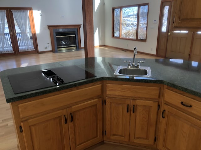 kitchen with sink and black electric cooktop