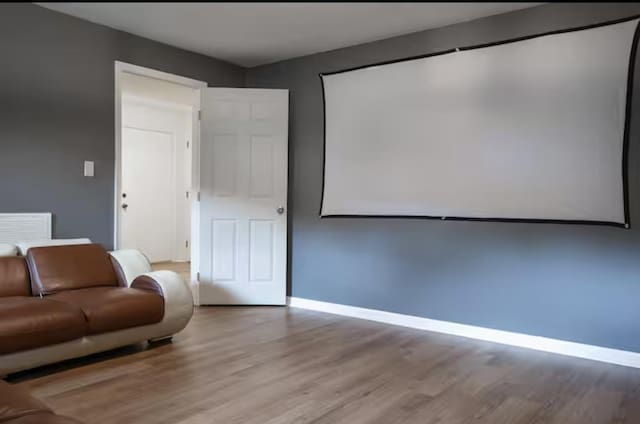 4064 Pine Grove Rd, Stanley, VA 22851 - home theater room featuring baseboards and wood finished floors