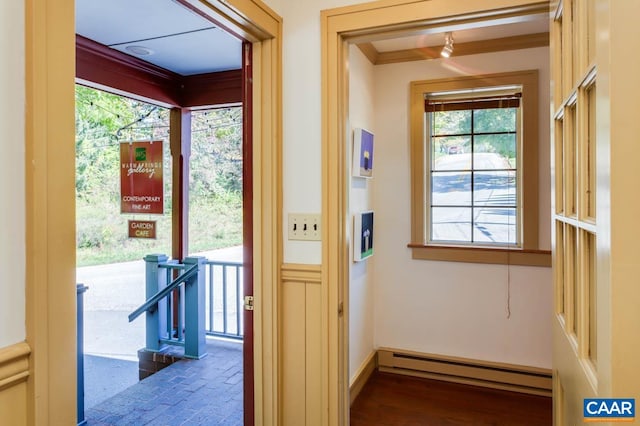 3 Old Mill Rd, Warm Springs, VA 24484 - doorway featuring baseboards, a wealth of natural light, and a baseboard radiator