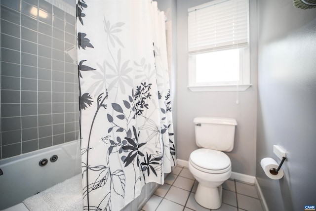 325 Union Run, Lexington, VA 24450 - full bath with tile patterned floors, toilet, baseboards, and shower / bathtub combination with curtain