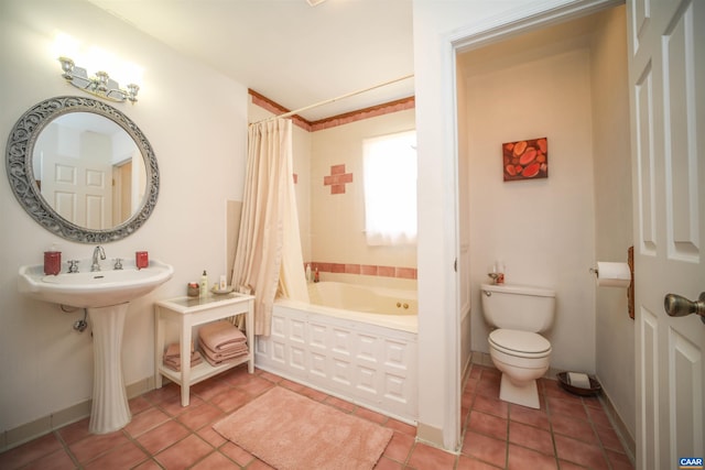 325 Union Run, Lexington, VA 24450 - bathroom with toilet, shower / tub combo, and tile patterned floors
