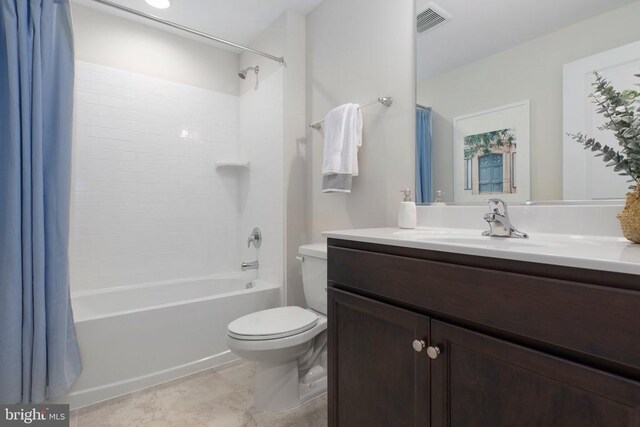 10501 Afton Grove Ct, Fredericksburg, VA 22408 - full bathroom with toilet, vanity, shower / bath combo with shower curtain, and tile patterned floors