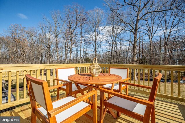10501 Afton Grove Ct, Fredericksburg, VA 22408 - deck featuring view of wooded area