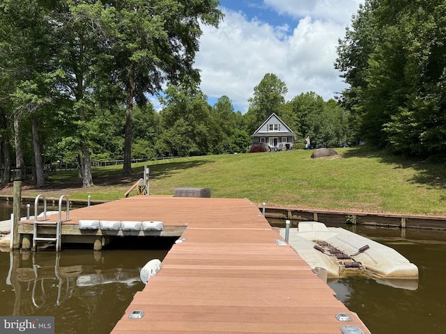 198 Miltons Ln, Louisa, VA 23093 - dock area with a water view, a yard, and view of scattered trees