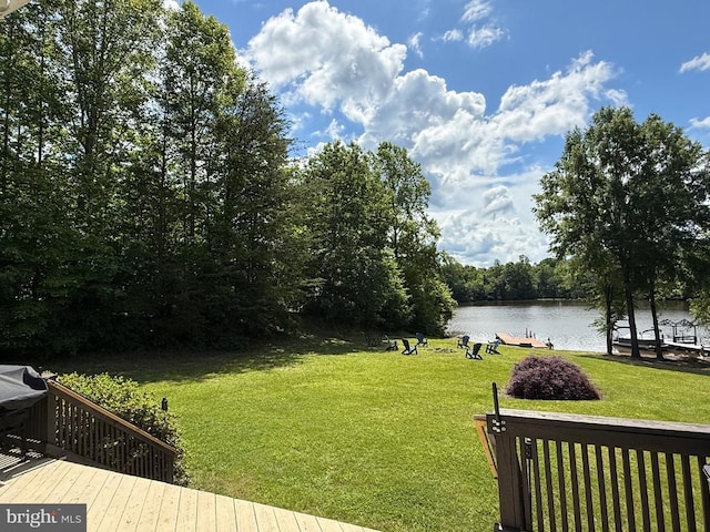 198 Miltons Ln, Louisa, VA 23093 - view of grassy yard with a deck with water view