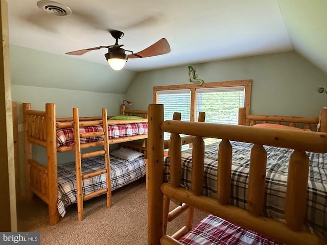 198 Miltons Ln, Louisa, VA 23093 - carpeted bedroom featuring vaulted ceiling and ceiling fan