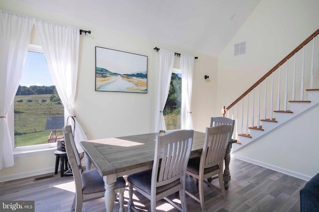 32 Old Hollow Rd, Sperryville, VA 22740 - dining space featuring visible vents, plenty of natural light, and wood finished floors