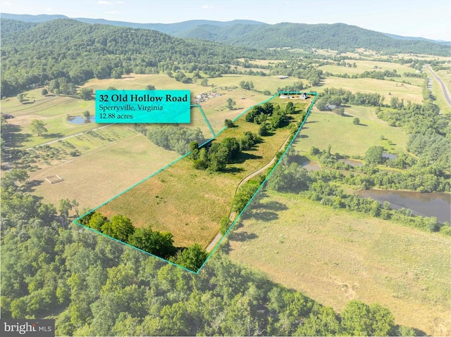 32 Old Hollow Rd, Sperryville, VA 22740 - drone / aerial view featuring a rural view and a water and mountain view