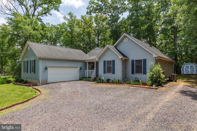 103 Patrick Henry Ct, Locust Grove, VA 22508 - single story home featuring gravel driveway, an attached garage, and a shed