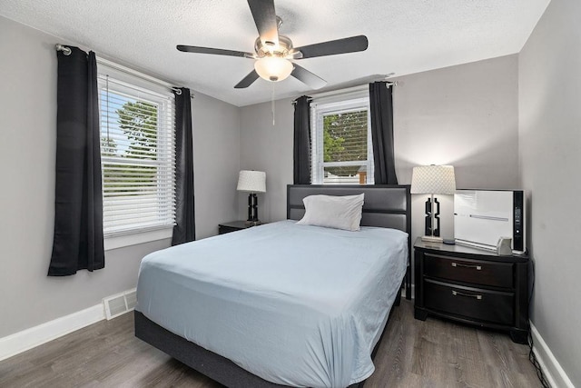 238 Charlotte Ave N, Waynesboro, VA 22980 - bedroom featuring wood finished floors, multiple windows, a textured ceiling, and baseboards
