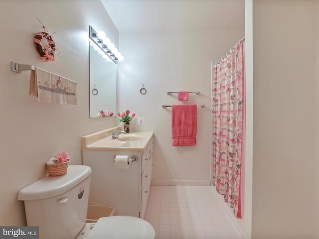  - full bath featuring vanity and a shower with shower curtain