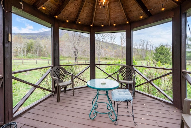 27 Black Walnut Ln, Nellysford, VA 22958 - deck with a gazebo, a mountain view, and a view of trees