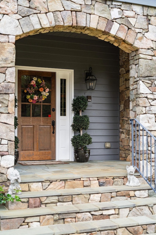 27 Black Walnut Ln, Nellysford, VA 22958 - entrance to property featuring stone siding and a porch