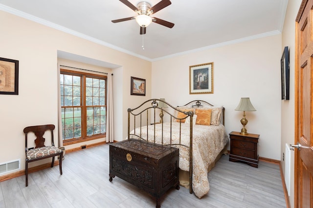 27 Black Walnut Ln, Nellysford, VA 22958 - bedroom with light wood-style flooring, crown molding, and a ceiling fan