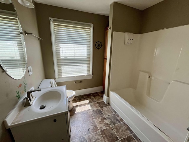 1112 Butler St, Staunton, VA 24401 - full bath featuring toilet, vanity, baseboards, and tub / shower combination