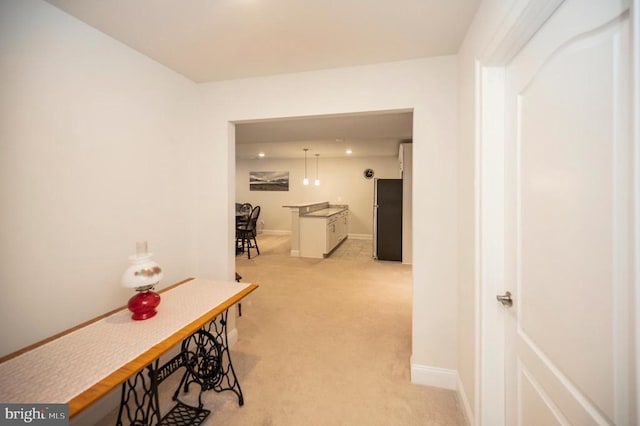 9822 White Oak Swamp Ct, Fredericksburg, VA 22407 - corridor featuring light carpet, baseboards, and recessed lighting