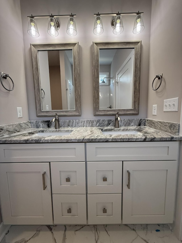 1526 2nd St, Waynesboro, VA 22980 - full bath featuring marble finish floors and double vanity
