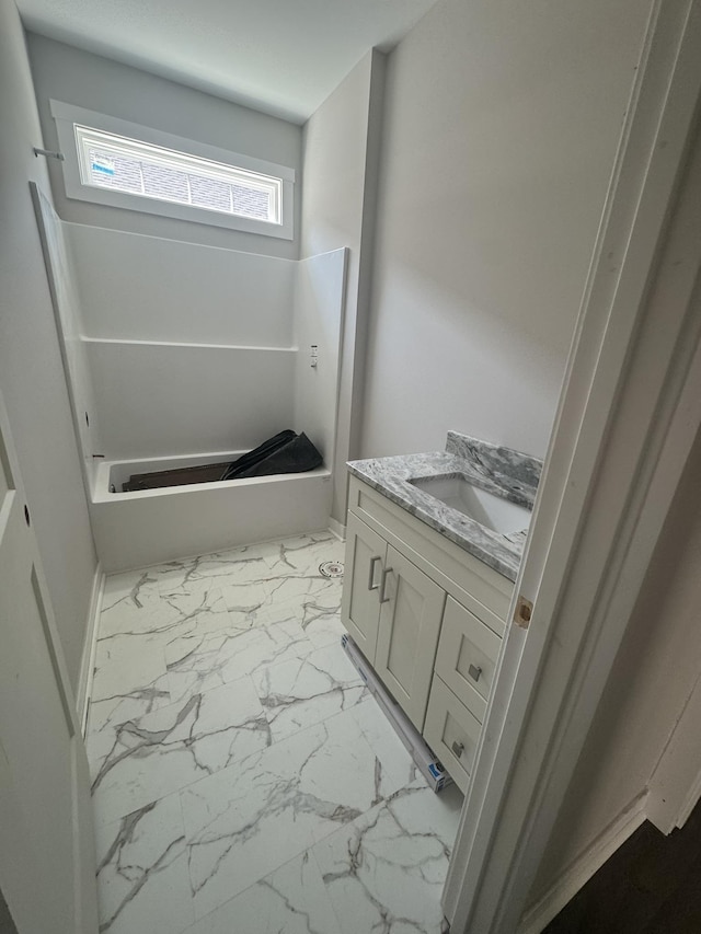 1526 2nd St, Waynesboro, VA 22980 - bathroom with vanity, marble finish flooring, and a tub to relax in