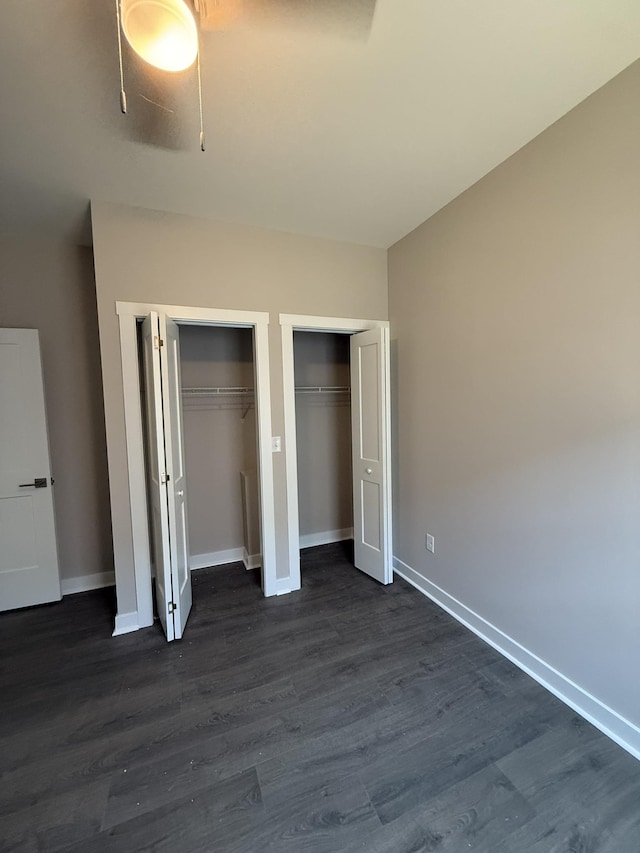 1526 2nd St, Waynesboro, VA 22980 - unfurnished bedroom featuring multiple closets and dark wood-type flooring