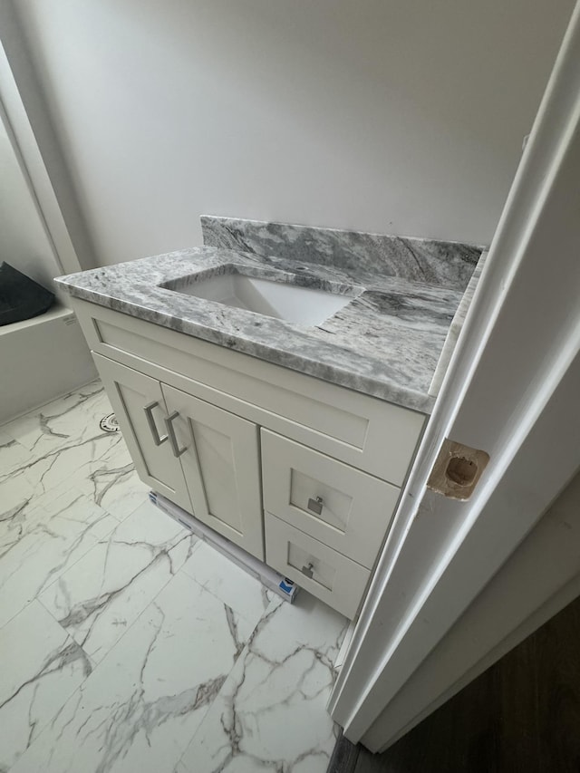1526 2nd St, Waynesboro, VA 22980 - bathroom with marble look tiles and vanity