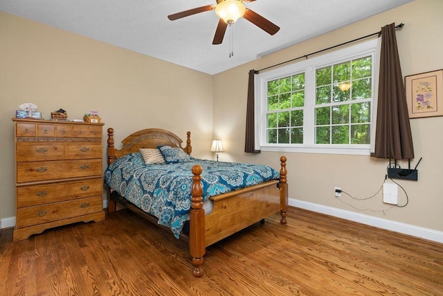 117 Villa View Dr, Staunton, VA 24401 - bedroom featuring baseboards, wood finished floors, and ceiling fan