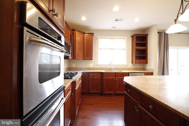  - kitchen with stainless steel appliances, open shelves, plenty of natural light, and recessed lighting