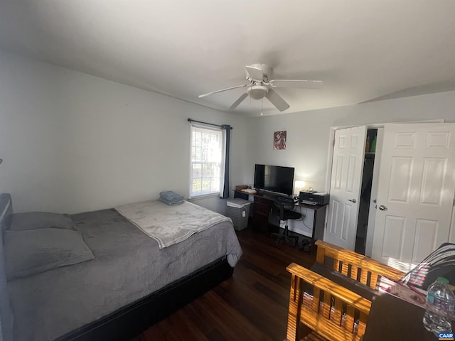 3133 Burnley Station Rd, Barboursville, VA 22923 - bedroom featuring wood finished floors, an office area, a closet, and ceiling fan