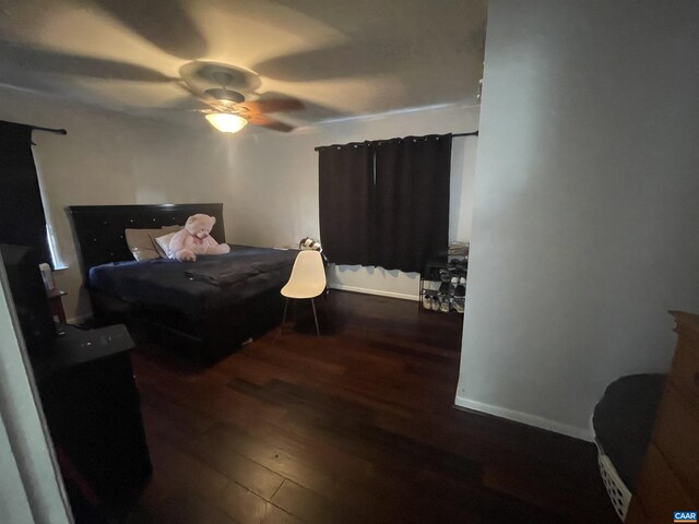 3133 Burnley Station Rd, Barboursville, VA 22923 - bedroom featuring wood finished floors, a ceiling fan, and baseboards
