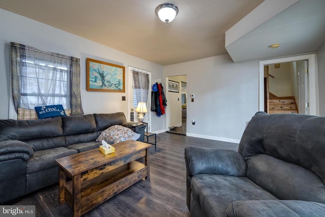 115 Page St E, Luray, VA 22835 - living room featuring dark wood-type flooring and stairway
