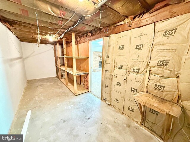 view of unfinished basement