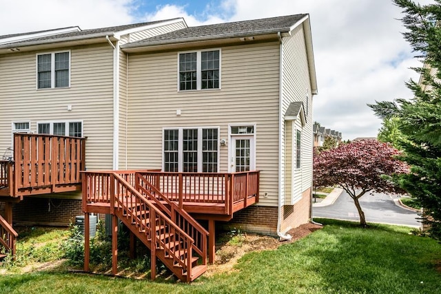 2890 Crystal Spring Ln, Rockingham, VA 22801 - rear view of property with a deck, stairs, central AC unit, and a yard