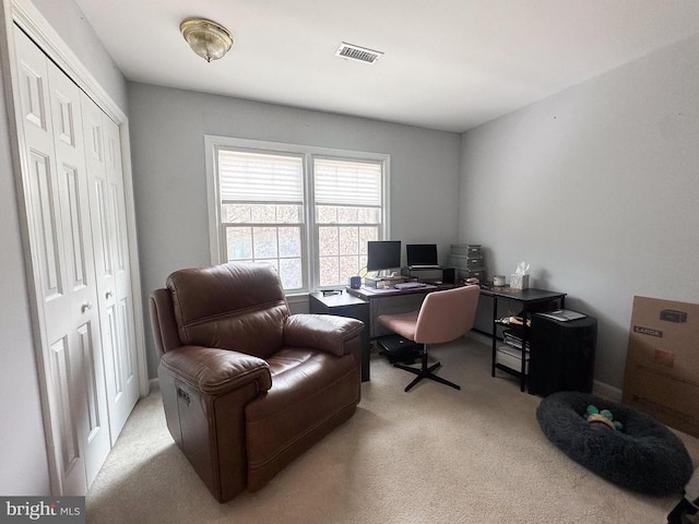 office area with carpet flooring