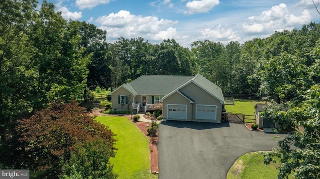 108 Shannon Glen Ct, Louisa, VA 23093 - view of front of home with asphalt driveway, an attached garage, a gate, and a porch