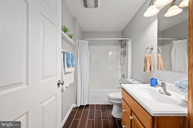 108 Shannon Glen Ct, Louisa, VA 23093 - bathroom featuring vanity, wood tiled floors, and shower / bath combo
