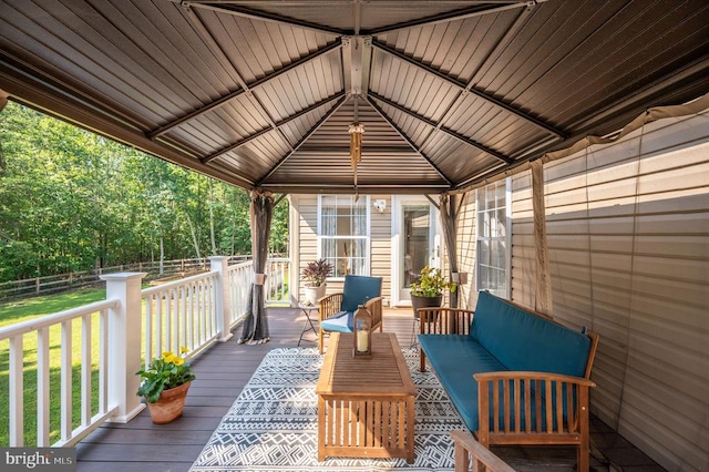 108 Shannon Glen Ct, Louisa, VA 23093 - wooden terrace with an outdoor hangout area and a gazebo