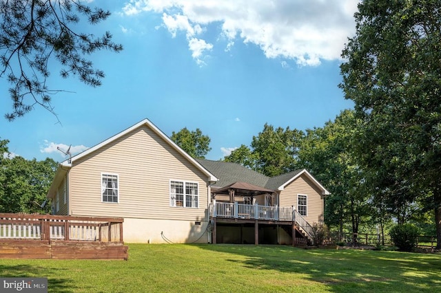 108 Shannon Glen Ct, Louisa, VA 23093 - back of property featuring a gazebo, a wooden deck, a lawn, and stairs