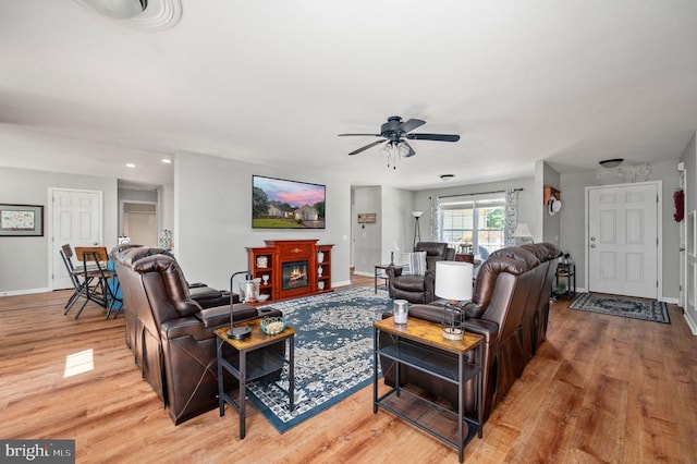 108 Shannon Glen Ct, Louisa, VA 23093 - living area with light wood-type flooring, ceiling fan, and recessed lighting