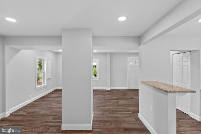 63 Madison St, Warrenton, VA 20186 - hall featuring healthy amount of natural light, dark wood-style floors, and recessed lighting